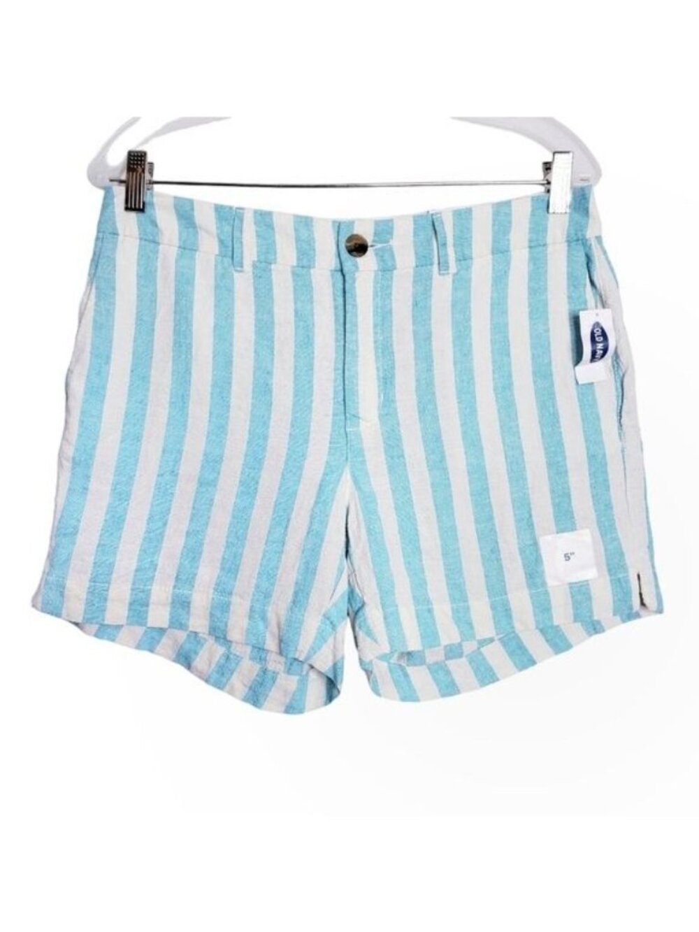 Old Navy Blue & White Striped Linen Blend Everyday Shorts Women's Size 8 New NWT